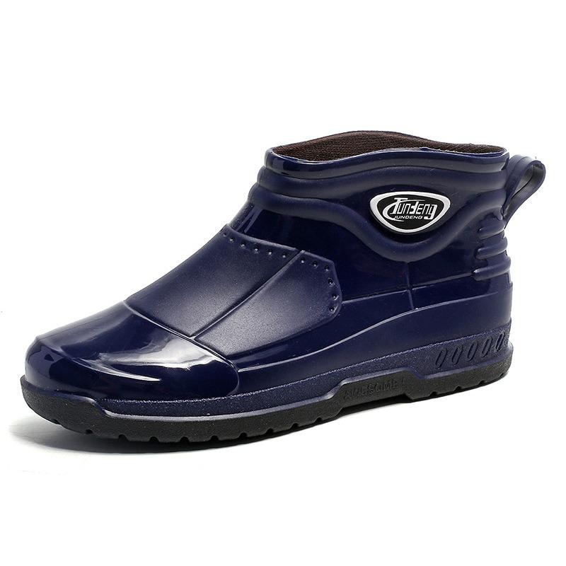 Rain shoes men's trend fashion non-slip short tube kitchen work fishing warm waterproof rain boots car wash water shoes rubber overshoes