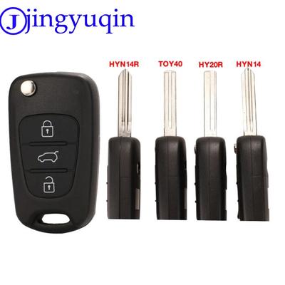 Jingyuqin 3 Buttons Flip Remote Key Shell For HYUNDAI I30 IX35 For Kia K2 K5 Car Keys Blank Case Cover With Sticker