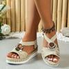 Sandali con zeppa da donna con decorazione in metallo 2023 Sandali con plateau con stampa serpente estivo Scarpe da gladiatore con plateau Comfort casual Sandali con tacco medio