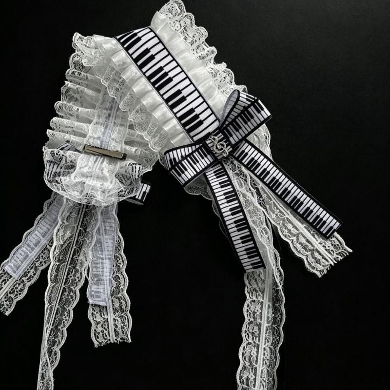 Fashion Lolitas Headbands Soft Durability Lolitas Lace Bows Hair Band With Music Notes for Costume Event