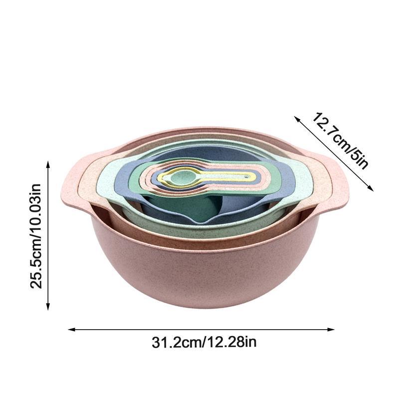 10Pcs Plastic Mixing Bowl Set Colorful Nesting Bowls Sifter Colander Colorful Kitchen Accessories for Baking and Mixing