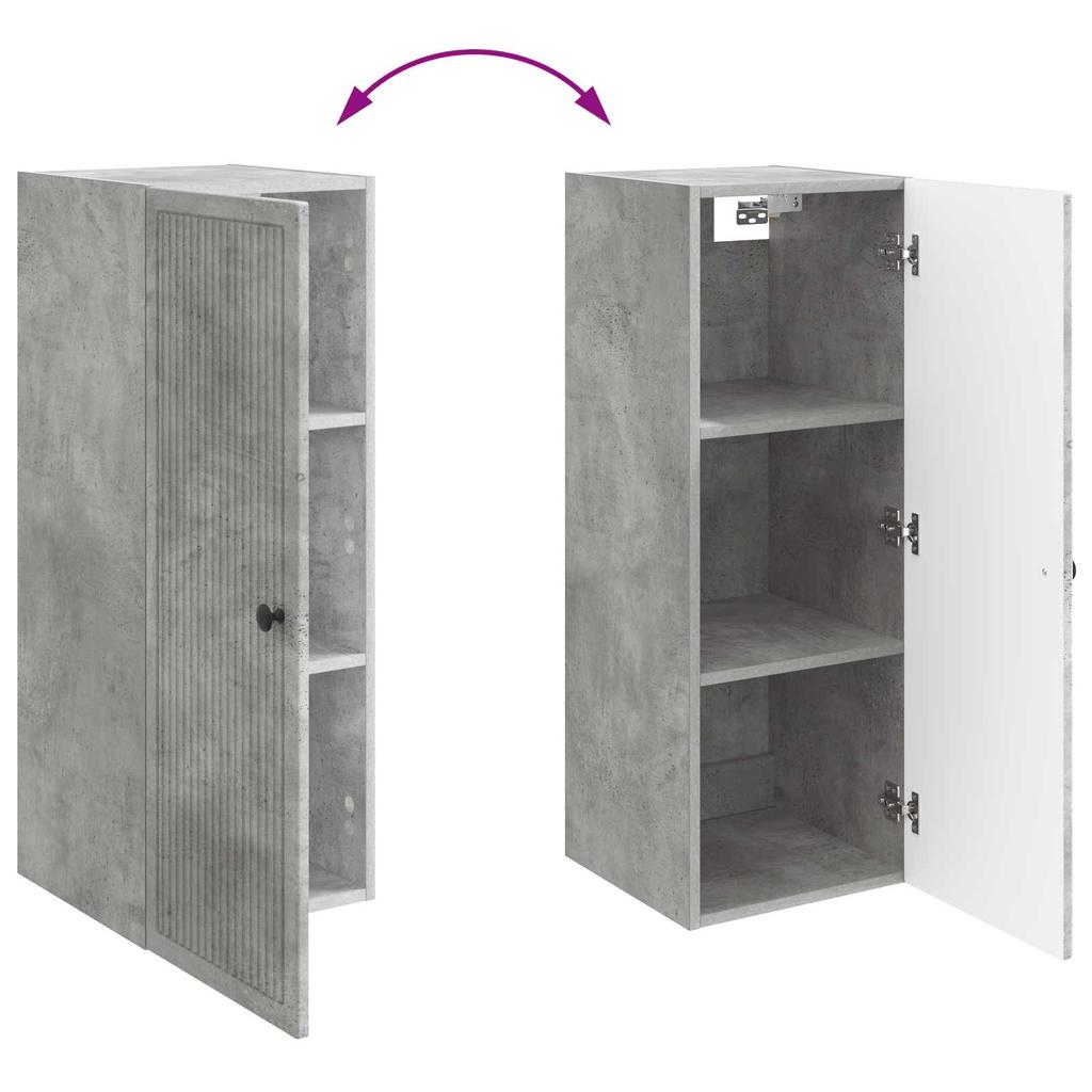 Wall Mounted Cabinet Concrete Grey 33 x 34.5 x 90 cm Particleboard