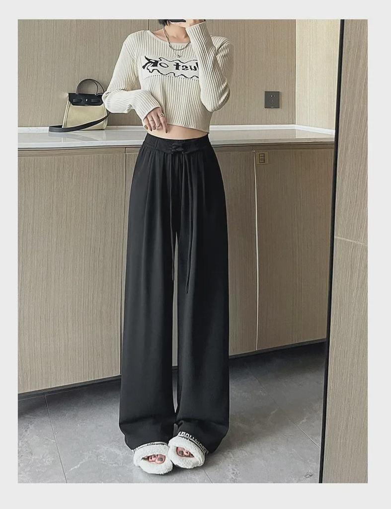 Women's Wide-Leg Pants: High-Waist, Floor-Length, Strappy Style for Spring, Summer & Autumn