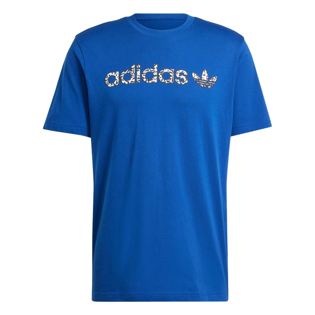 Adidas Originals Graphics Fashion Simple Round Neck Pullover Short Sleeve T-Shirt Men Tops Dark-Blue IZ4832