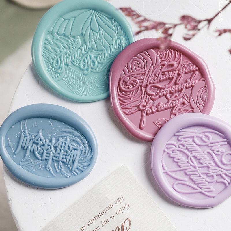 Wax Seal Stamp-Words Phrases Sealing Wax Stamp Flower Sealing Stamp for Envelope Wedding Invitations Card Decorations