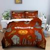 Halloween Duvet Cover Set Bats Pumpkin Polyester Comforter Cover with Pillowcase Queen King Size Bedding Set 3D Print Bedclothes