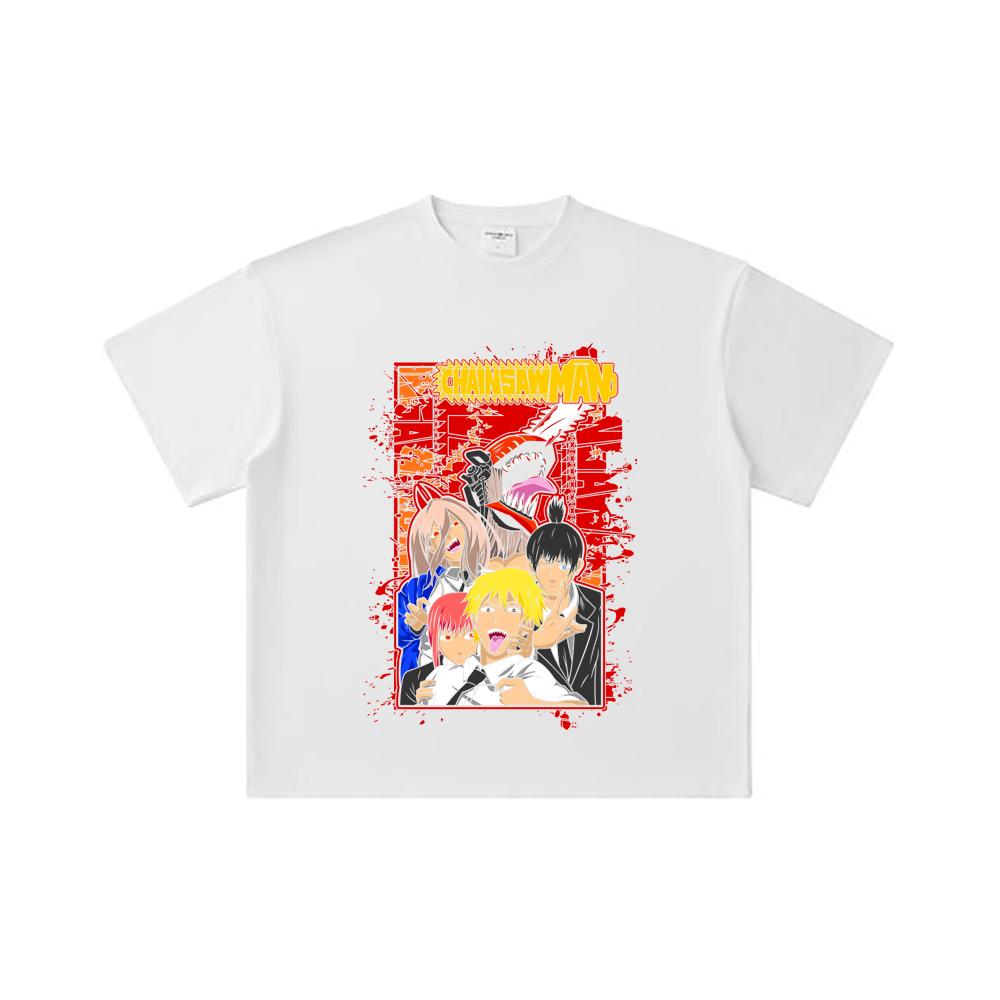 260 GSM Double Yarn 32 Count 100% Cotton Chainsaw Man V26 Print Unisex Heavy Cotton T Shirt