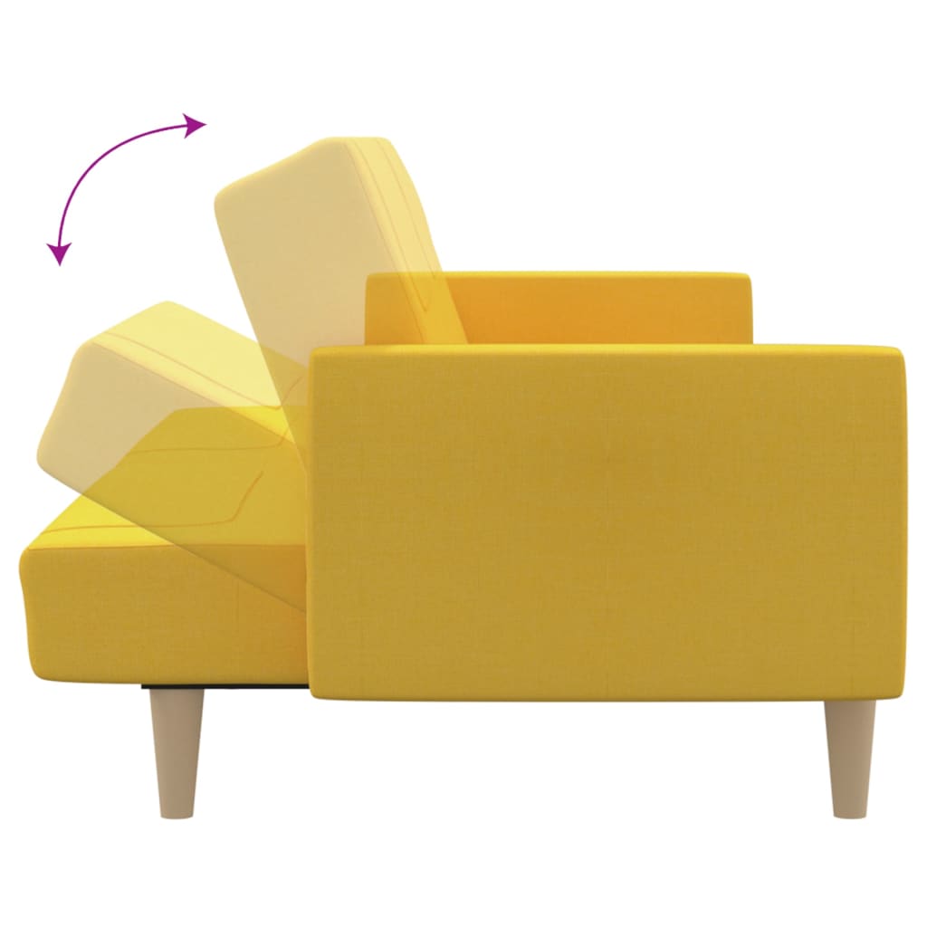 2 Seater Sofa Bed Yellow Fabric