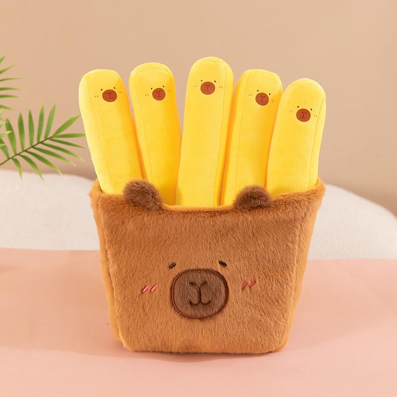 

French Fries Capybara Plush Toy Cartoon Stuffed Animal Doll Decoration Gift 30cm коричневый