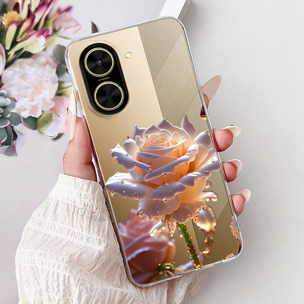For Redmi A5 NFC 5G Case Cover Clear Luxury Kawaii Cute Cat Fashion Flowers Funny Painted Soft Phone Case For Redme A5 NFC 5G