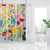 Watercolor Hand-Drawn Colorful Flowers Shower Curtain Washable Dirt-Resistant Shower Head Waterproof Polyester Bath Curtain
