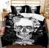 3D printed fashionable boutique skull and rose super soft ultra-fine fiber bed sheet set, children and adults full-size with zip