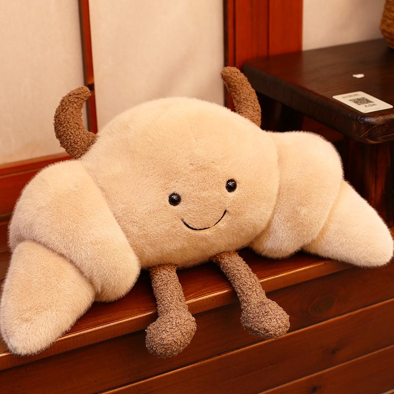 30-75cm Cartoon Fun Croissant Stuffed Doll Pillow High Quality Head Horned Bread Stuffed Toy Home Decoration Gift For Children