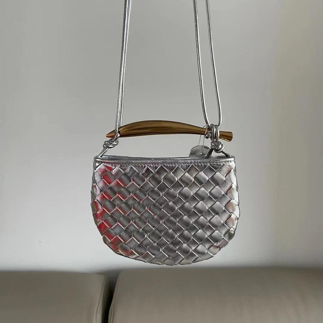 

Плетеная сумка, сумка из овчины Sardine, сумка через плечо, универсальная сумка, высококачественная и простая сумка серебряный