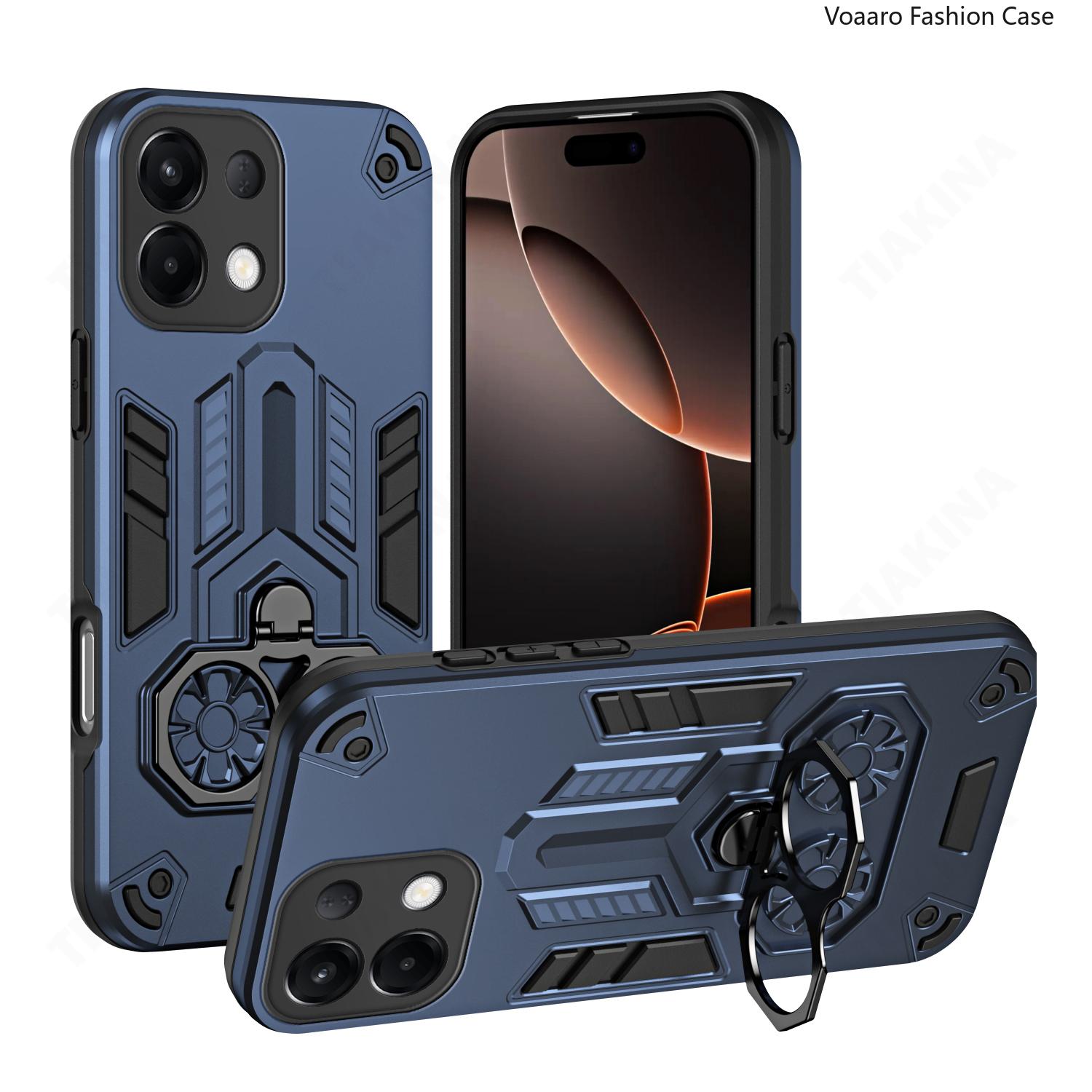 

Dual Finger Ring Armor Cover for OPPO K13 Case for OPPO K12S Rotate Metal Bracket Kickstand Holder Case Shockproof Capa for OPPO K12S синий