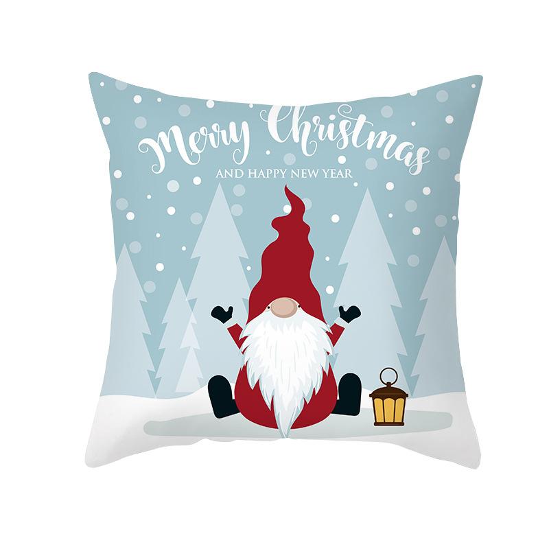 Cartoon Printed Christmas Pillow Case Peach Skin Santa Claus Wish Pillow Home Sofa Cushion