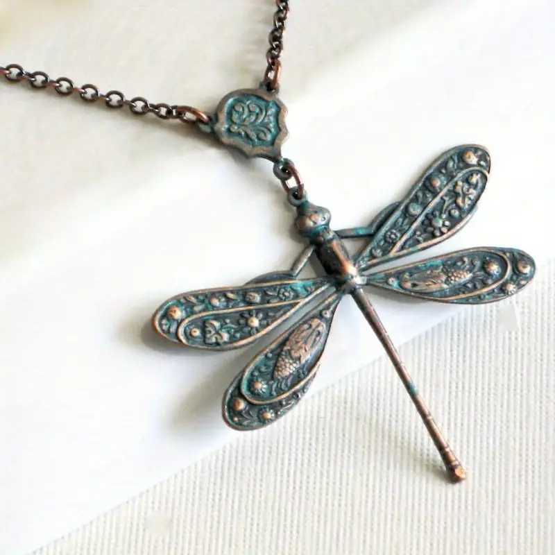 Necklace Retro Ethnic Style Dragonfly Exquisite Carved Clavicle Chain Pendant