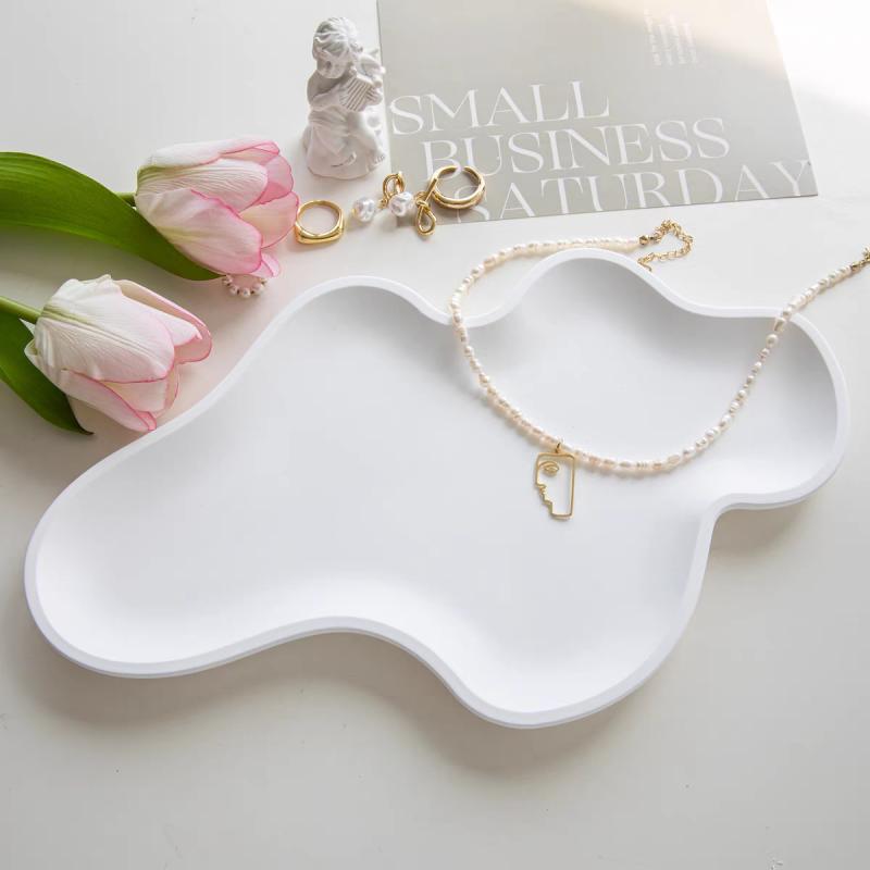 Irregular Cloud Shape Concrete Tray Silicone Molds Large Size Cement Plaster Display Plate Storage Tray Gypsum Decoration Mould
