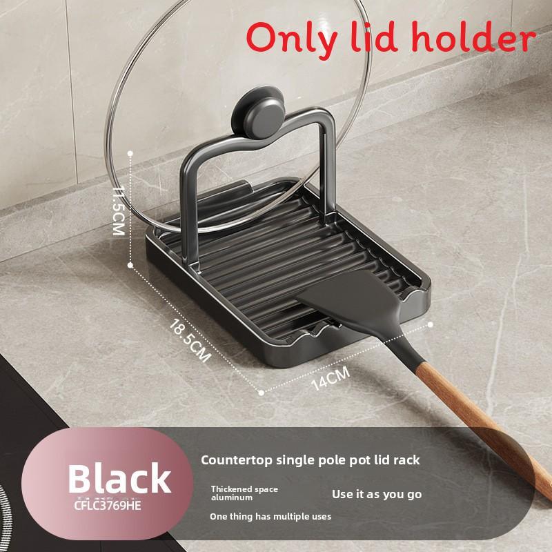 Kitchen Cookware Lid And Utensil Organizer With Aluminum Alloy Surface Mount For Countertop Use