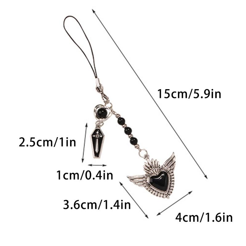 Trendy Phone Lanyard Angel Heart Keychain Pendant Durable Phone Strap Portable Phone Jewelry Suitable for Keys Phones