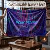 Abstract Geometric Theme Throw Blanket Custom Name Text Personalized Blanket Soft Cozy Blanket for Home Sofa Bed