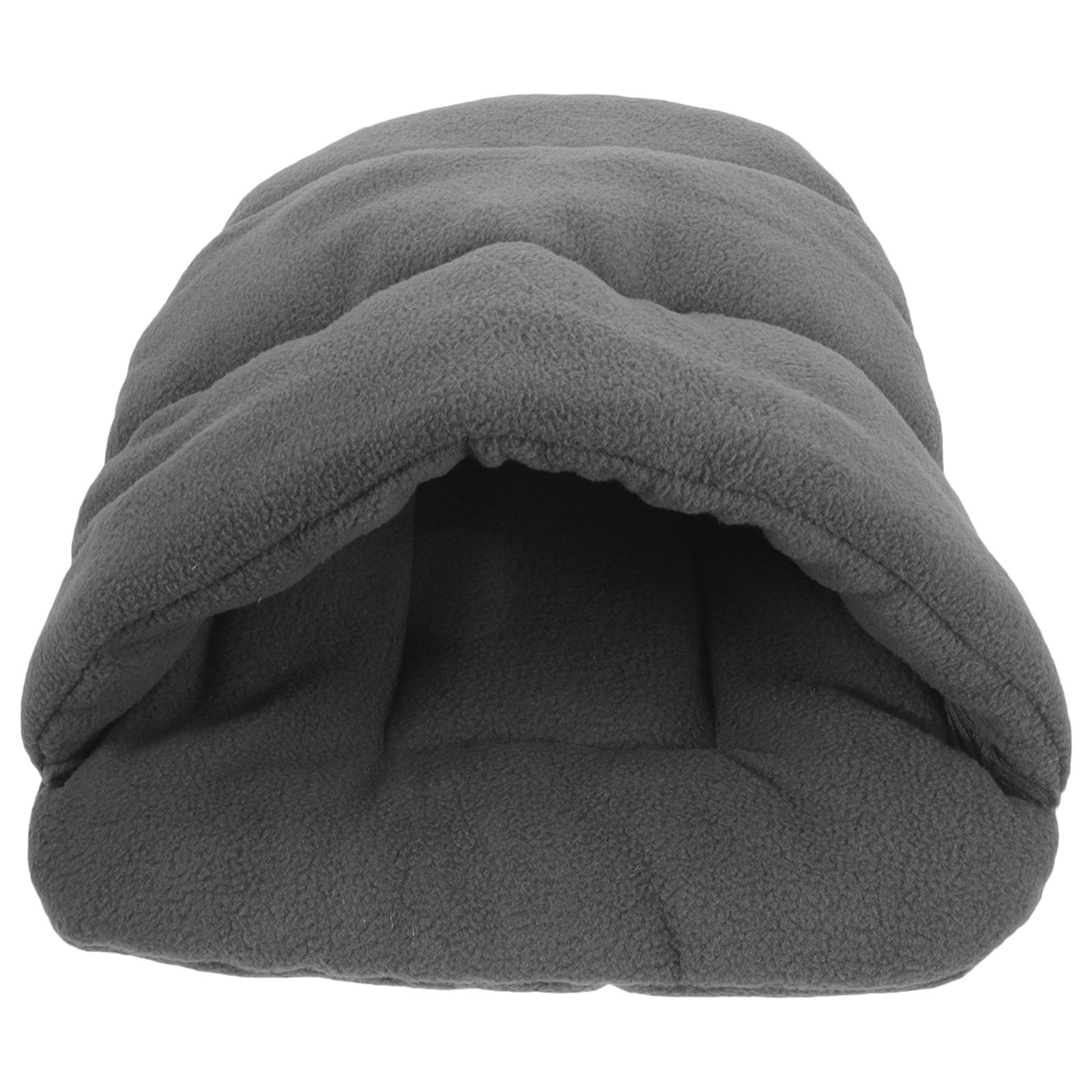 

Лежанка-пещера для маленьких питомцев Теплое гнездо с хлопковой набивкой Легкая портативная спальная берлога для щенка кошки котенка кролика морской свинки темно серый