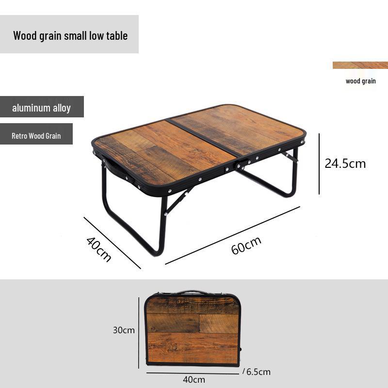 Retro Portable Folding Table for Outdoor Camping and Self-Driving Tours