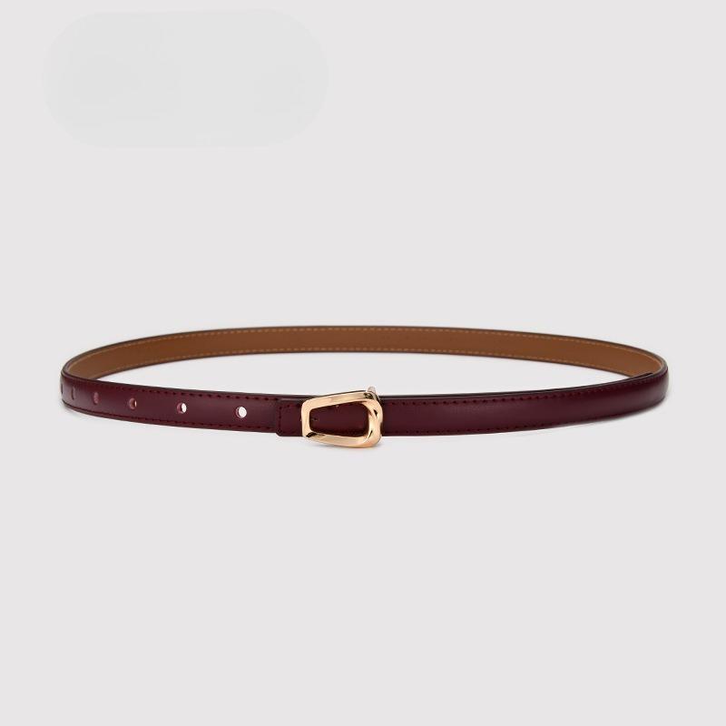 New Genuine Leather Thin Belt Women's Fashion Belt with Skirt Simple Trendy Thin Belt Korean Style Women's Thin Belt