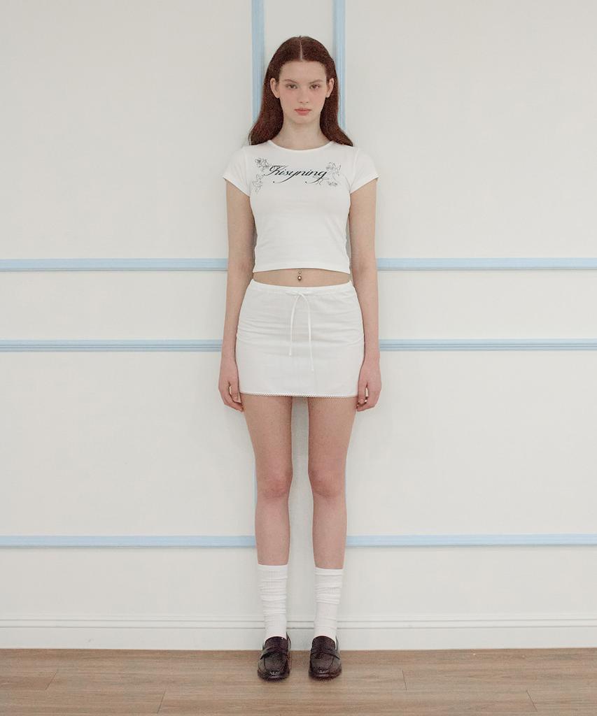 Kissing Two- Button Lace Mini Skirt (White)