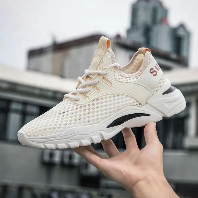 Men's Shoes Summer Breathable Deodorant Thin Mesh Hollow Large Mesh Casual Mesh Shoes Men's Soft-soled Running sneaker