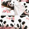 2D flat printing 2pcs Window Curtains Spring Pandas on Branches Digital Printed Polyester Drapes Festive Wall Decor for Home