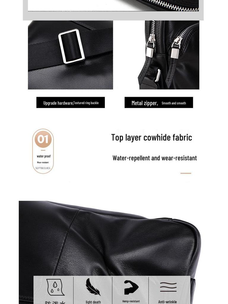 Men's Genuine Leather Crossbody Shoulder Bag - Multifunctional, Practical, Soft Cowhide for Business Use