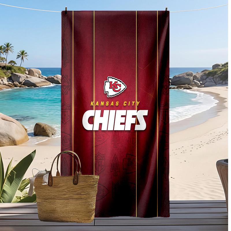 Kansas City Chiefs Print Beach Towel Soft Portable Quick?dry Towel For Pool Summer Vacation Outdoor Sport