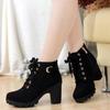 Otoño Invierno botas de tacón alto para mujer correas cruzadas botas cortas cómodas botas impermeables cálidas de talla grande