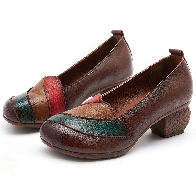 Fashion GKTINOO Ethnic Women Shoes Genuine Leather Pumps Slip-On Mixed Colors 2024 New Spring/Autumn Handmade Concise Ladies Shoes