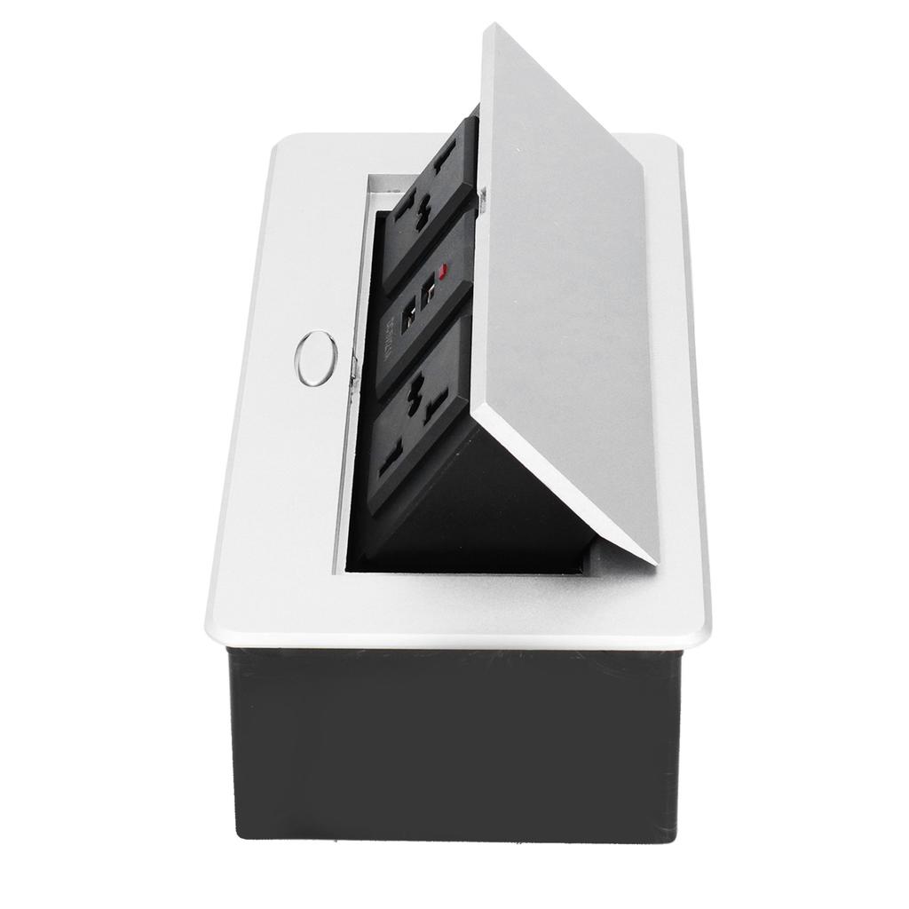 Floor Electrical Outlet Pop Up Desktop Socket 3 Hole Double USB Power Supply Accessories 250V 13A