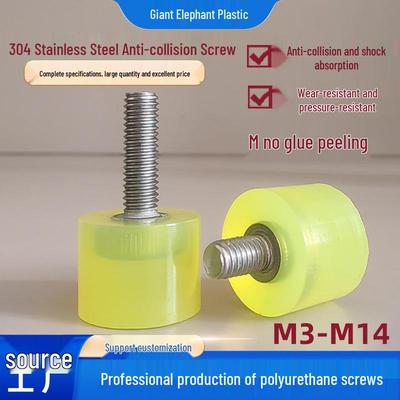 Anti-Collision Shock Absorbing Bolt with Urethane Rubber Buffer, 304 Stainless Steel Screw Rod, Sizes M6-M12