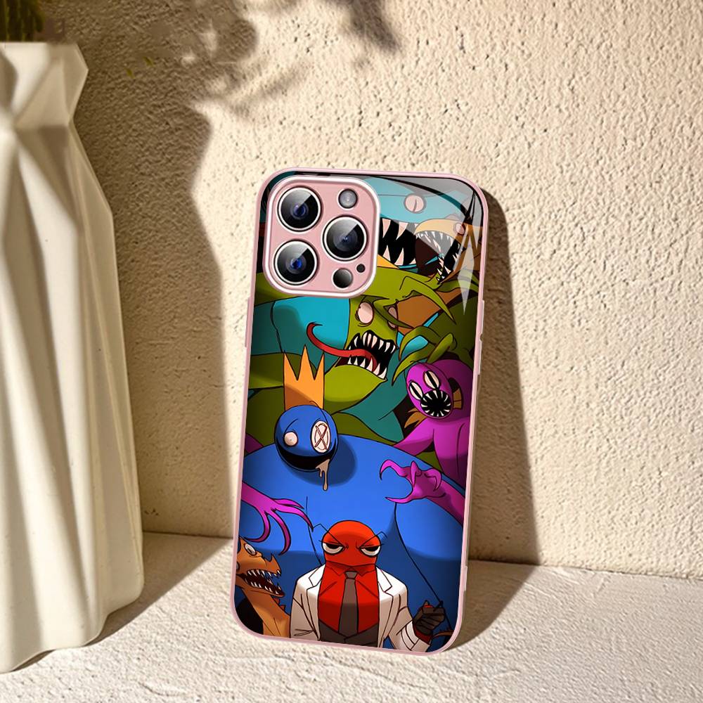 Cartoon R-Rainbow Friends Tempered Glass For Iphone 14 13 12 11 Pro Mini XS MAX 14Plus X XS XR Fundas