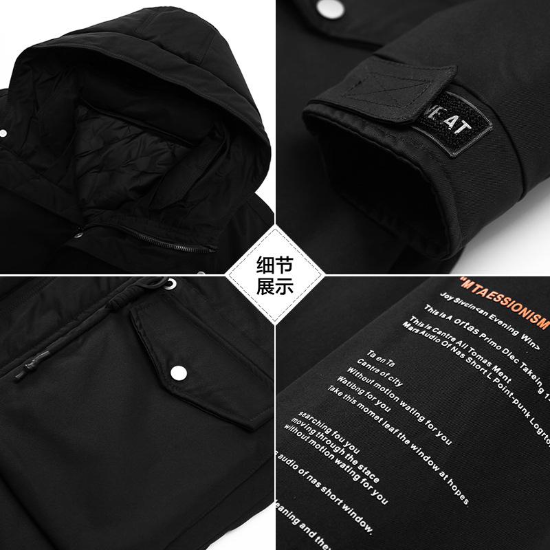 Winter down jacket men's Hong Kong style Korean version trend couple mid-length thickened workwear versatile youth winter jacket