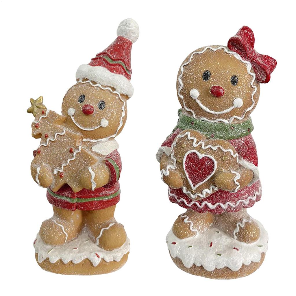 2025 Gingerbread Man Figurine Small Christmas Sculpture Resin Gingerbread Boy And Girl Shape Figurine Christmas Ornament