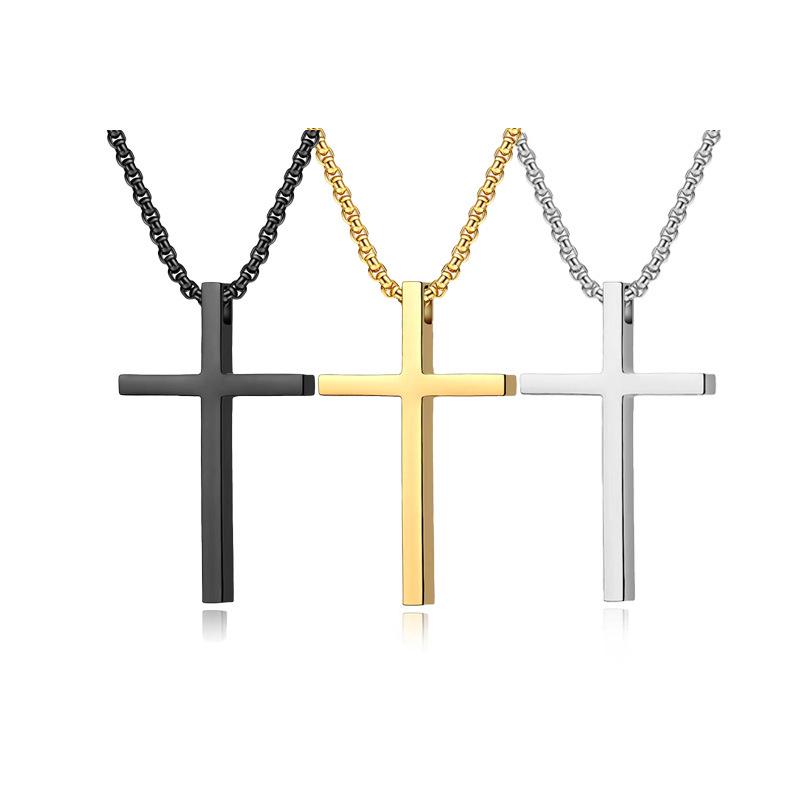 Men's Hip Hop Trend Titanium Stainless Steel Cross Pendant Necklace - Non-Fading Luxury Jewelry
