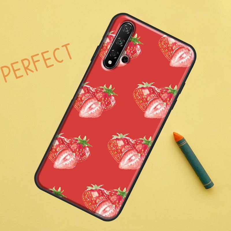 Strawberry For Huawei Nova Y91 Y70 Y72 Y73 Y60 Y90 Y61 8i 7i 11i 12i 12s 9 10 SE P20 P30 P40 Lite Case