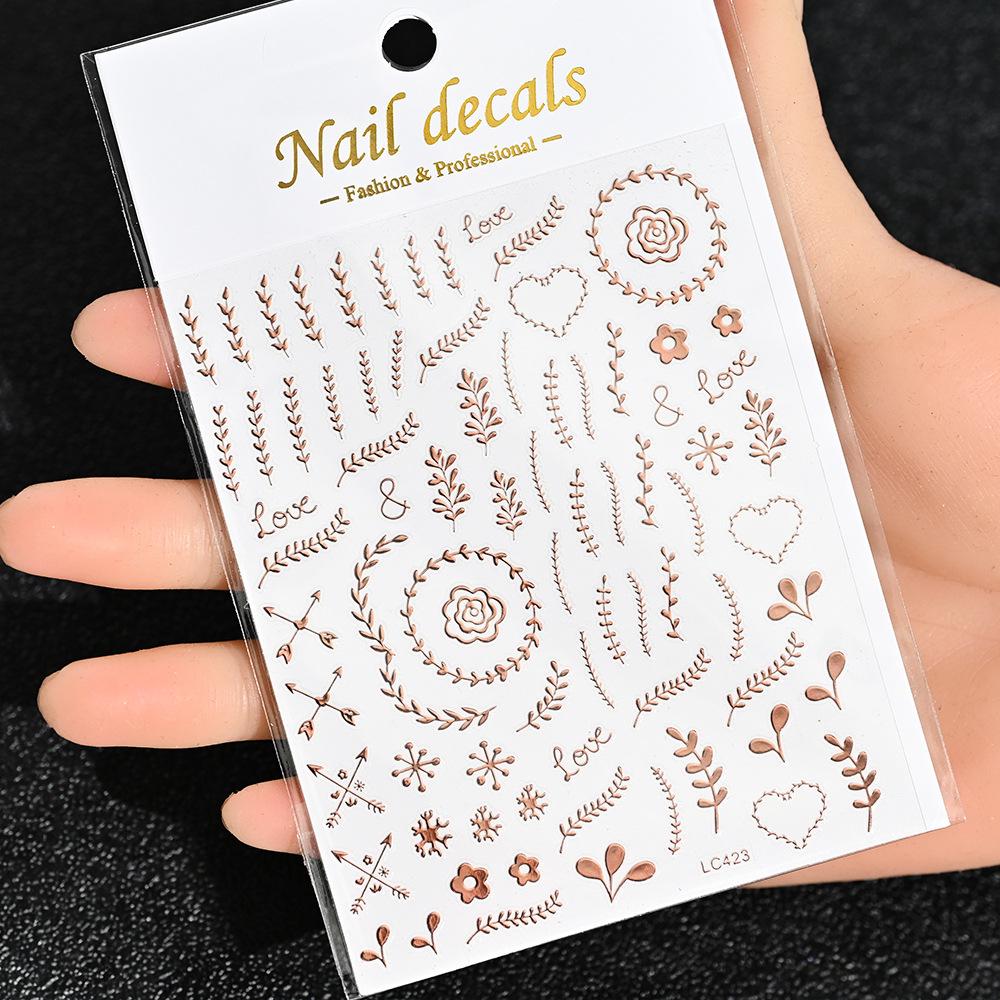 Best-Selling Japanese Aesthetic Laser Silver Heart Nail Stickers - Plant-Inspired Nail Art