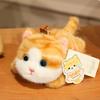 16cm Cute Simulated Lying Cat Plush Keychain Soft Stuffed Animal White Black Kitten Pendant Doll Kids Birthday Gift