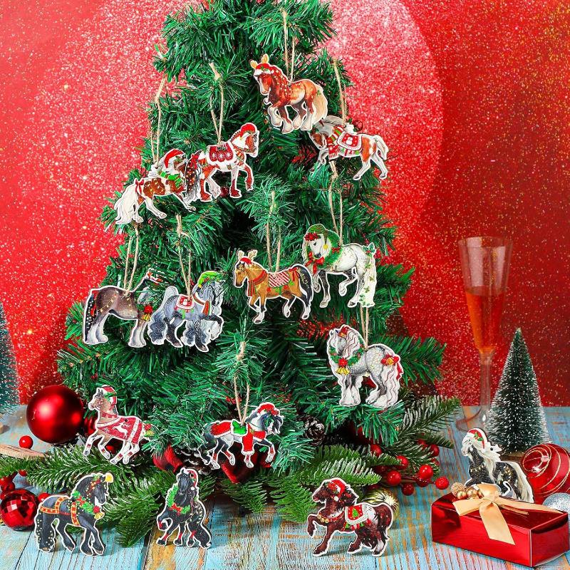 

20 шт. Милая Рождественская лошадь 2D плоская подвеска Рождественская елка Подвесные украшения Новогодняя вечеринка Домашнее украшение Подарок