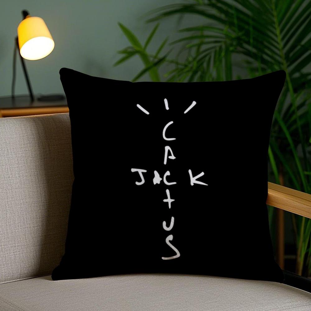 Cool C-Cactus Jack Cushion Cover Plush Fabric Soft Double-Sided Printed Invisible Zipper Sofa Pillow Case Home Decor