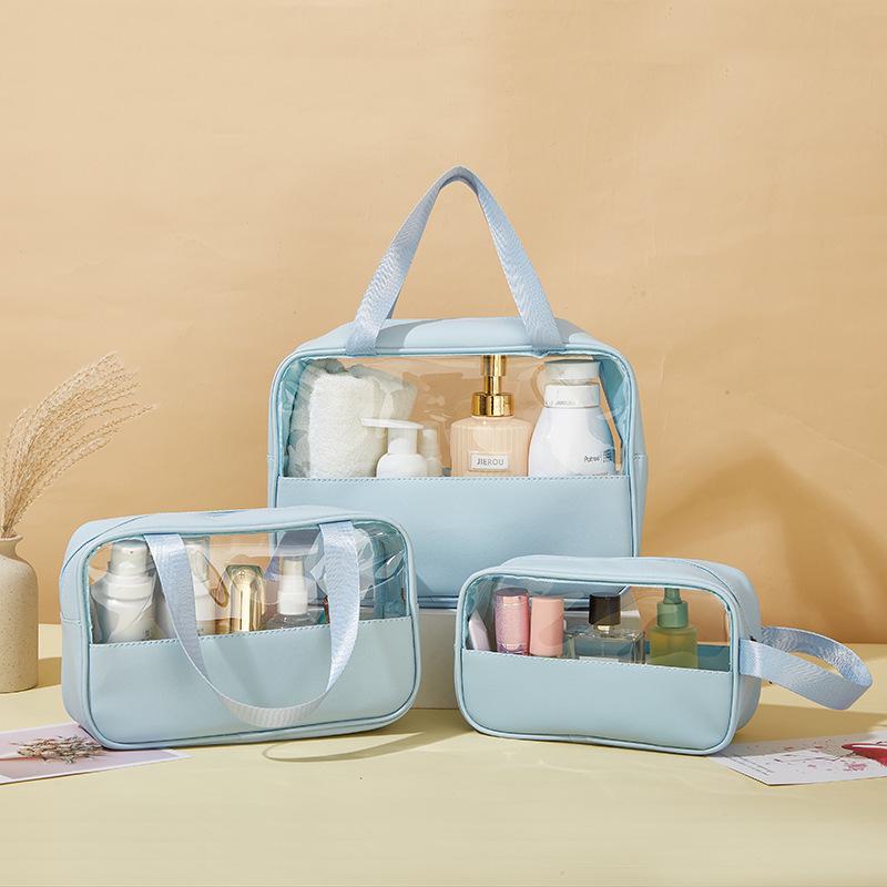 

Transparent PVC Large Capacity Travel Cosmetic & Toiletry Bag - Waterproof, Portable, Multifunctional Storage. Small синий