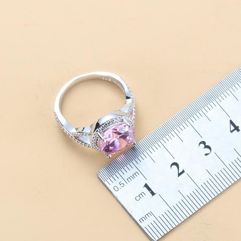 10 Kolorów Ślubna Suknia Ślubna Zestawy Biżuterii Słodka Księżniczka Okrągły Różowy Cyrkon Zestaw 3-częściowy Modny Damski Prezent