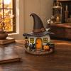 Halloween Witch House Ornament, Decorative Desktop Halloween Ornaments with Black Cats Pumpkin Lanterns Magic Brooms for Party Table Decorations and