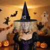 Yousheng Damski Kapelusz Czarownicy na Halloween Składany dla Dorosłych Czarny Satynowy Kapelusz Czarodzieja Kostium na Halloween Party do Cosplay Karnawały Maskarady